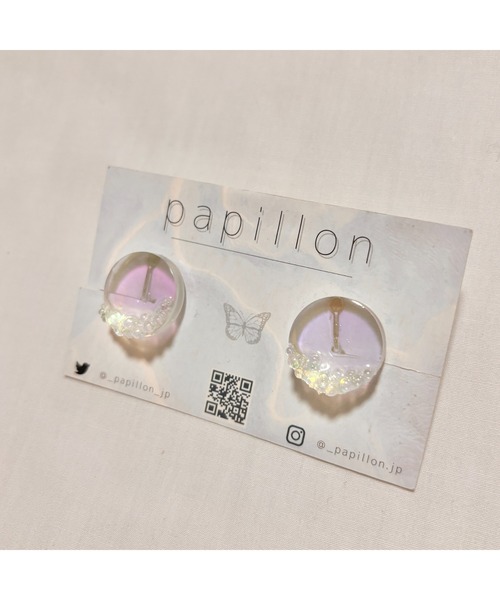 tone（トーン）の「【papillon】キラキラサークルイヤリング(MA)（イヤリング・レディース・ホワイト・FREE）」の3枚目の写真