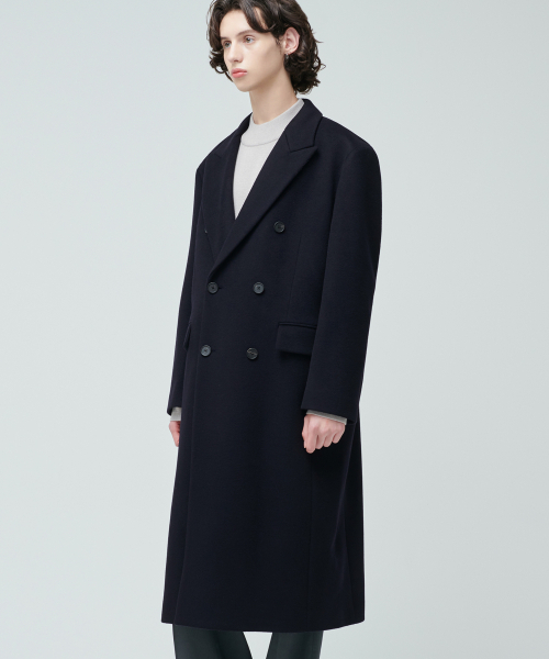 MUSINSA STANDARD(ムシンサスタンダード)の「カシミアブレンドパパショルダーダブルロングコート【ネイビー】(チェスターコート・メンズ・その他・MEDIUM/LARGE/X-LARGE/XX-LARGE)」の3枚目の写真