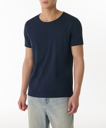 マッスルフィットスcoopネックモーダルTシャツ[ネイビー]