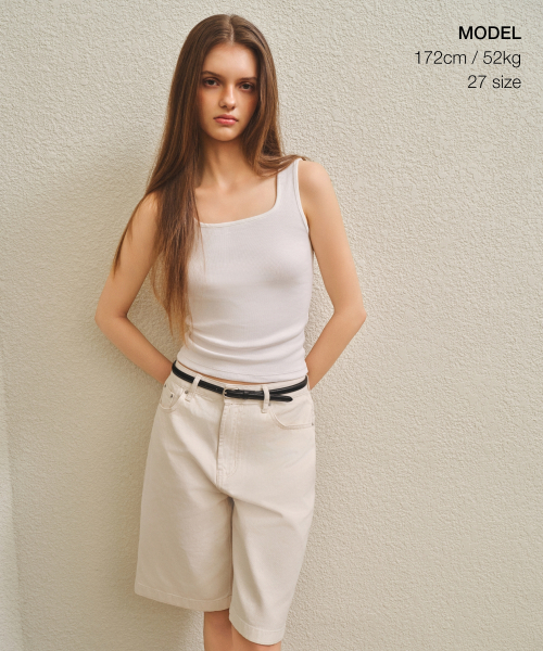 MUSINSA STANDARD WOMAN（ムシンサスタンダードウーマン）の「ウィメンズワイドデニムショーツ[クリーム]（デニムパンツ・レディース・その他・26/27/28/29/30/24/25）」の2枚目の写真