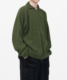 TOFFEE（トフィー）の「Collar Two Way Zip-up Knit (GREEN)（カーディガン/ボレロ）」