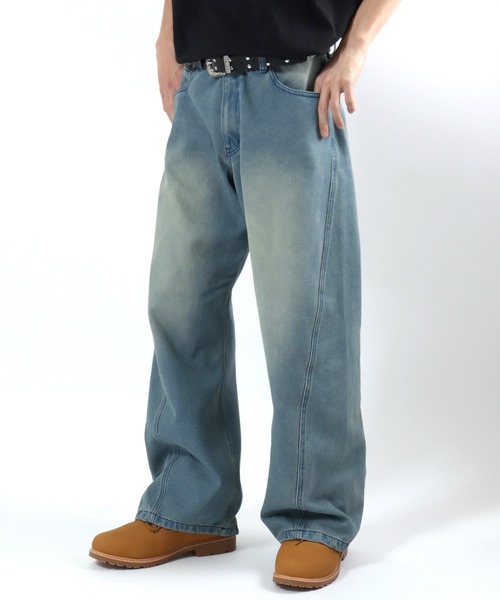 Salong hameu（サロン ハミュー）の「カーブシルエット デニムパンツ メンズ レディース ユニセックス（デニムパンツ・メンズ・ブルー系その他/グレー系その他/ブラウン系その他/ブラック系その他・S/M/L/LL）」の4枚目の写真