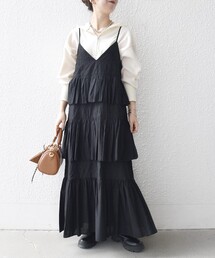 bon_meur（ボンミュール）の「bon_meur:〈洗濯機可能〉ロゴ エンブロイダリー ティアード キャミ ワンピース（ワンピース）」