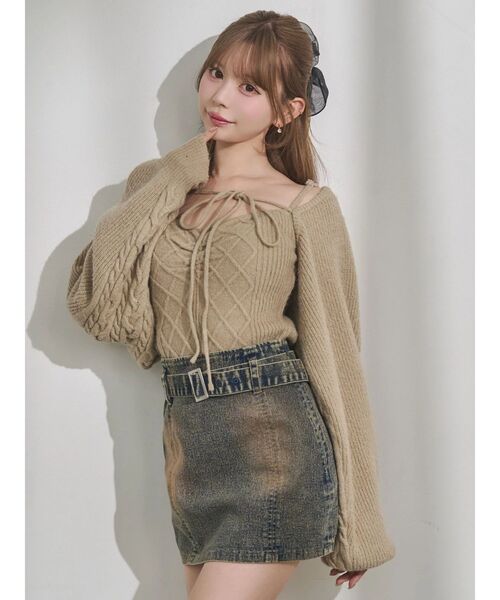 EATME（イートミー）の「ケーブルニットアンサンブル（ニット/セーター・レディース・ベージュ/オフホワイト/グレー・FREE）」の9枚目の写真