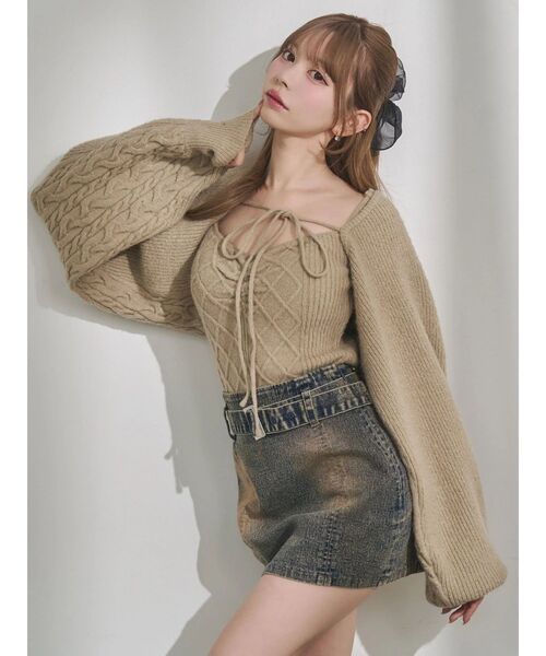 EATME（イートミー）の「ケーブルニットアンサンブル（ニット/セーター・レディース・ベージュ/オフホワイト/グレー・FREE）」の10枚目の写真