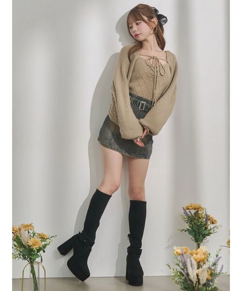 EATME（イートミー）の「ケーブルニットアンサンブル（ニット/セーター・レディース・ベージュ/オフホワイト/グレー・FREE）」の11枚目の写真