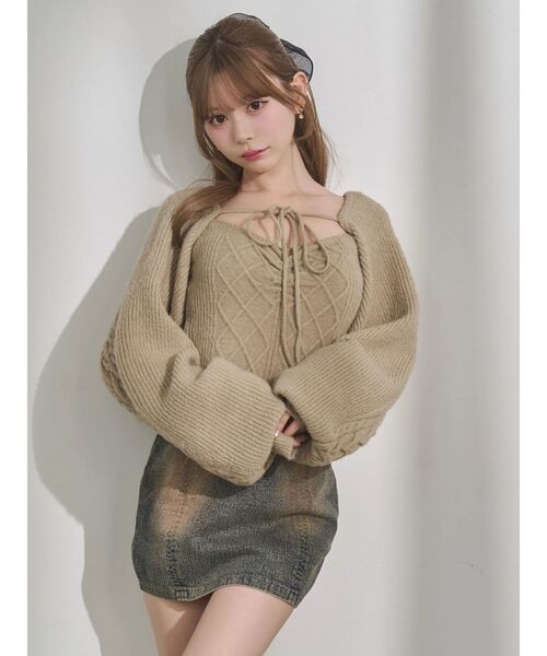 EATME（イートミー）の「ケーブルニットアンサンブル（ニット/セーター・レディース・ベージュ/オフホワイト/グレー・FREE）」の12枚目の写真