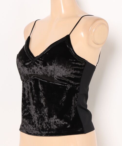 Lace Ladies(レースレディース)の「スパンコール ベルベット風 Vネック カップ付き キャミソール(キャミソール・レディース・ベージュ/アイボリー/ブラック・FREE)」の4枚目の写真