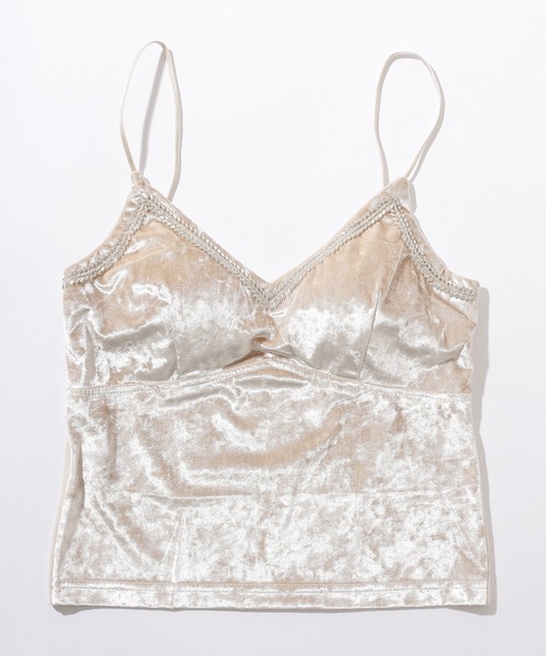 Lace Ladies(レースレディース)の「スパンコール ベルベット風 Vネック カップ付き キャミソール(キャミソール・レディース・ベージュ/アイボリー/ブラック・FREE)」の18枚目の写真