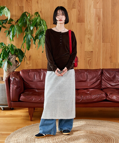 FREAK'S STORE（フリークスストア）の「【セットアイテム】透かし編み ニットレギンス スカートセット/レースニット スカート/レースニット レギンス（スカート・レディース・オフホワイト/グレー/ブラック・ﾌﾘ-）」の2枚目の写真