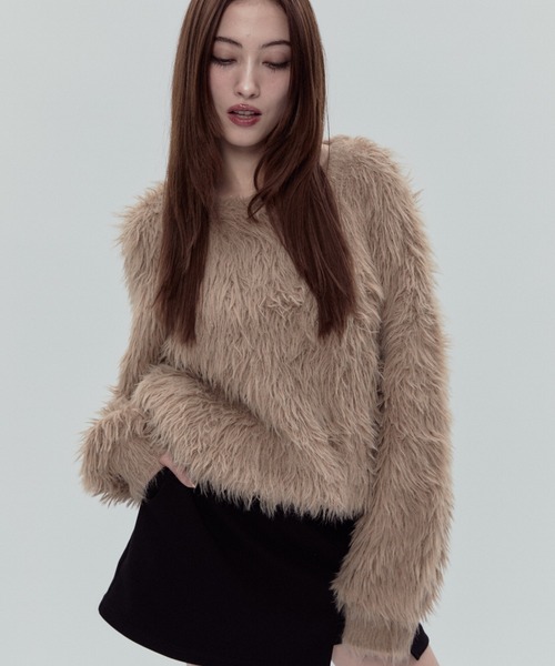 BLONDEY（ブロンディ）の「ラメシャギーニットトップス（ニット/セーター・レディース・ブラック/ホワイト/ベージュ・FREE）」の3枚目の写真