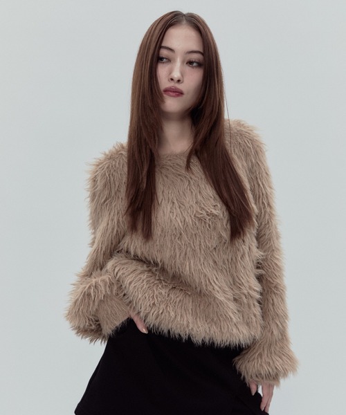 BLONDEY（ブロンディ）の「ラメシャギーニットトップス（ニット/セーター・レディース・ブラック/ホワイト/ベージュ・FREE）」の6枚目の写真