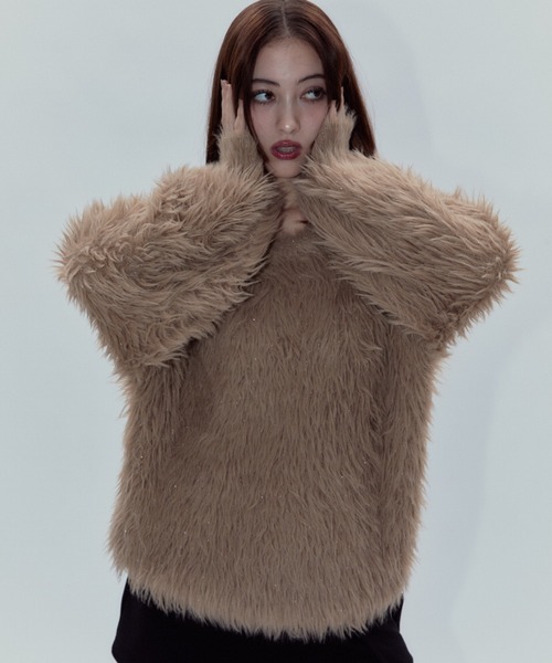 BLONDEY（ブロンディ）の「ラメシャギーニットトップス（ニット/セーター・レディース・ブラック/ホワイト/ベージュ・FREE）」の7枚目の写真