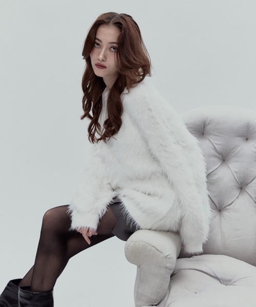 BLONDEY（ブロンディ）の「ラメシャギーニットトップス（ニット/セーター・レディース・ブラック/ホワイト/ベージュ・FREE）」の15枚目の写真