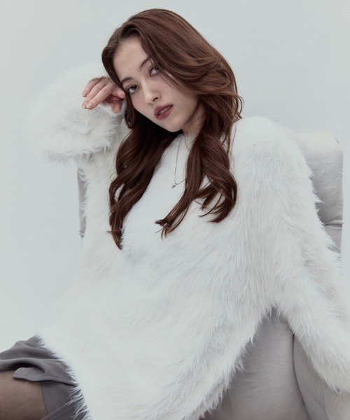 BLONDEY（ブロンディ）の「ラメシャギーニットトップス（ニット/セーター・レディース・ブラック/ホワイト/ベージュ・FREE）」の16枚目の写真