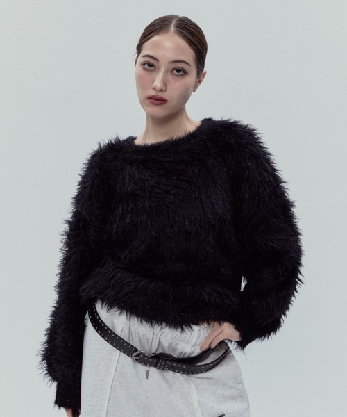 BLONDEY（ブロンディ）の「ラメシャギーニットトップス（ニット/セーター・レディース・ブラック/ホワイト/ベージュ・FREE）」の4枚目の写真