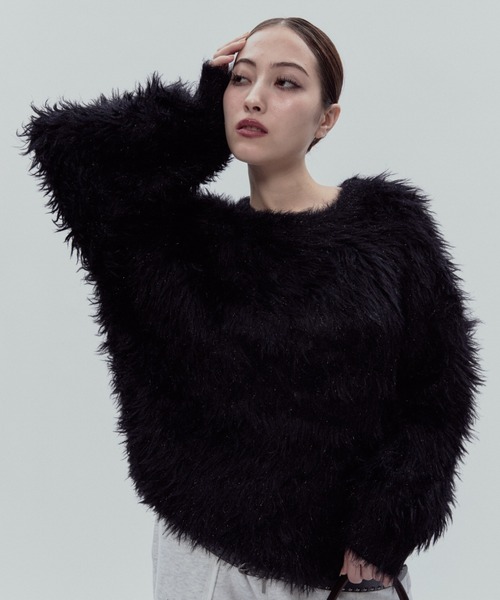 BLONDEY（ブロンディ）の「ラメシャギーニットトップス（ニット/セーター・レディース・ブラック/ホワイト/ベージュ・FREE）」の8枚目の写真