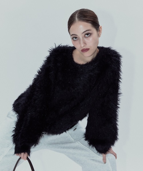 BLONDEY（ブロンディ）の「ラメシャギーニットトップス（ニット/セーター・レディース・ブラック/ホワイト/ベージュ・FREE）」の9枚目の写真