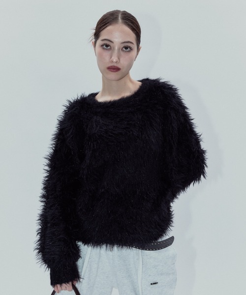 BLONDEY（ブロンディ）の「ラメシャギーニットトップス（ニット/セーター・レディース・ブラック/ホワイト/ベージュ・FREE）」の10枚目の写真