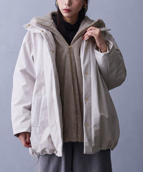 セール】ファーライナー付きドロストダウンブルゾン（ダウンジャケット