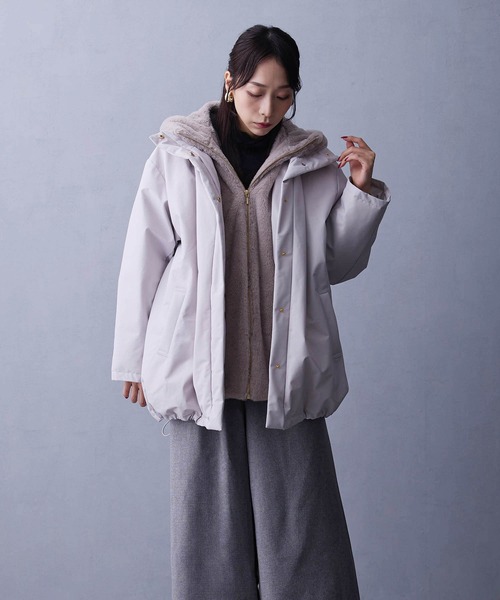 セール】ファーライナー付きドロストダウンブルゾン（ダウンジャケット