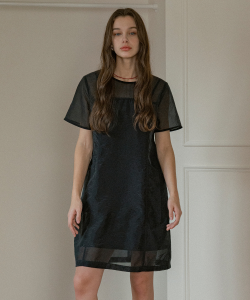 A3518 See-through Layered Set-up One-Piece_Black