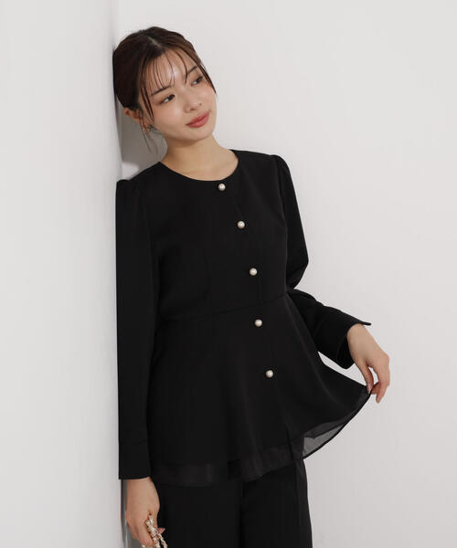 PROPORTION BODY DRESSING（プロポーションボディドレッシング）の「＜セットアップ対応＞ペプラムジャケット / 1216155001（セットアップ・レディース・ベージュ/ブラック・MEDIUM/P/S/SMALL）」の7枚目の写真