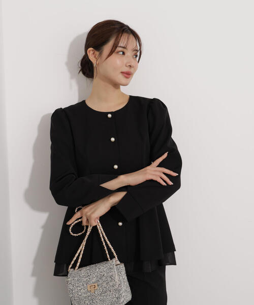 PROPORTION BODY DRESSING（プロポーションボディドレッシング）の「＜セットアップ対応＞ペプラムジャケット / 1216155001（セットアップ・レディース・ベージュ/ブラック・MEDIUM/P/S/SMALL）」の8枚目の写真