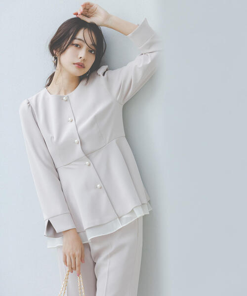 PROPORTION BODY DRESSING（プロポーションボディドレッシング）の「＜セットアップ対応＞ペプラムジャケット / 1216155001（セットアップ・レディース・ベージュ/ブラック・MEDIUM/P/S/SMALL）」の21枚目の写真