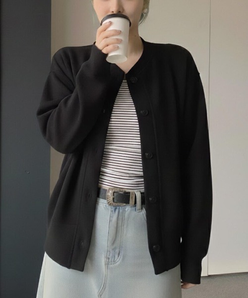 cammie(キャミー)の「スウェットカーディガン(カーディガン/ボレロ・レディース・ホワイト/ブラック・M/L)」の1枚目の写真
