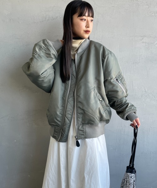 JEANS FACTORY Clothes（ジーンズファクトリークローズ）の「[Jeans Factory Clothes/ジーンズファクトリークローズ] ビッグシルエットMA-1 ミリタリージャケット（MA-1・レディース・ブラック/モスグリーン・S/M/L/XL）」の20枚目の写真