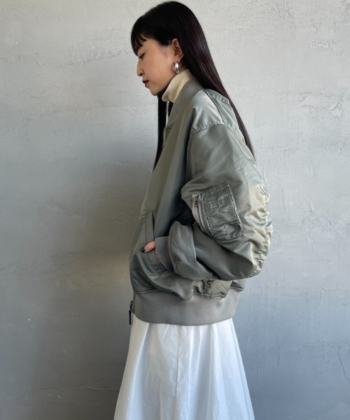 JEANS FACTORY Clothes（ジーンズファクトリークローズ）の「[Jeans Factory Clothes/ジーンズファクトリークローズ] ビッグシルエットMA-1 ミリタリージャケット（MA-1・レディース・ブラック/モスグリーン・S/M/L/XL）」の21枚目の写真