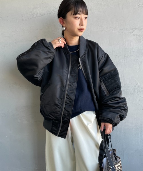 JEANS FACTORY Clothes（ジーンズファクトリークローズ）の「[Jeans Factory Clothes/ジーンズファクトリークローズ] ビッグシルエットMA-1 ミリタリージャケット（MA-1・レディース・ブラック/モスグリーン・S/M/L/XL）」の6枚目の写真