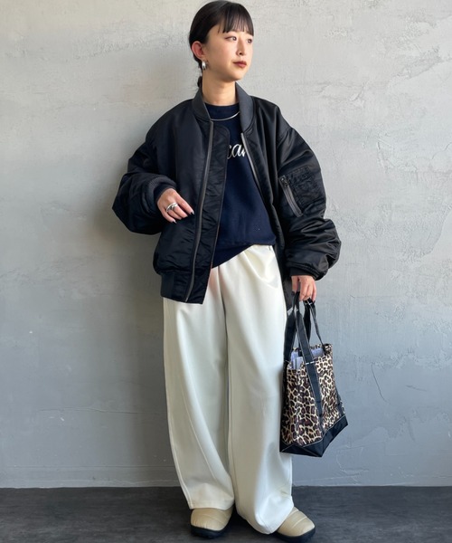 JEANS FACTORY Clothes（ジーンズファクトリークローズ）の「[Jeans Factory Clothes/ジーンズファクトリークローズ] ビッグシルエットMA-1 ミリタリージャケット（MA-1・レディース・ブラック/モスグリーン・S/M/L/XL）」の9枚目の写真