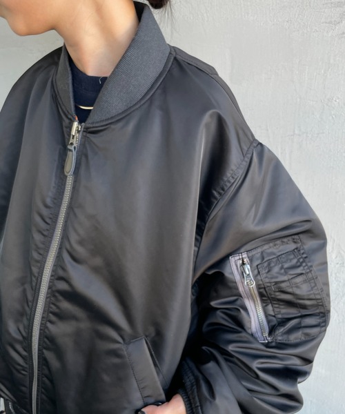 JEANS FACTORY Clothes（ジーンズファクトリークローズ）の「[Jeans Factory Clothes/ジーンズファクトリークローズ] ビッグシルエットMA-1 ミリタリージャケット（MA-1・レディース・ブラック/モスグリーン・S/M/L/XL）」の12枚目の写真