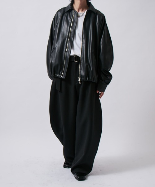 Lui's(ルイス)の「ベルテッドダブルクロスバルーンカーブスラックスパンツ(スラックス・メンズ・チャコールグレー/ブラック/グレー・S/M)」の7枚目の写真