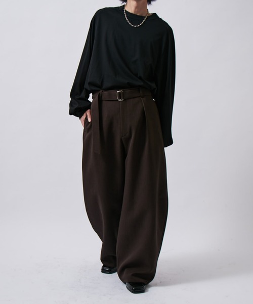 Lui's(ルイス)の「ベルテッドダブルクロスバルーンカーブスラックスパンツ(スラックス・メンズ・チャコールグレー/ブラック/グレー・S/M)」の14枚目の写真