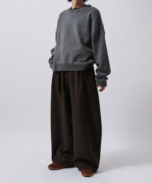 ベルテッドダブルクロスバルーンカーブスラックスパンツ（スラックス