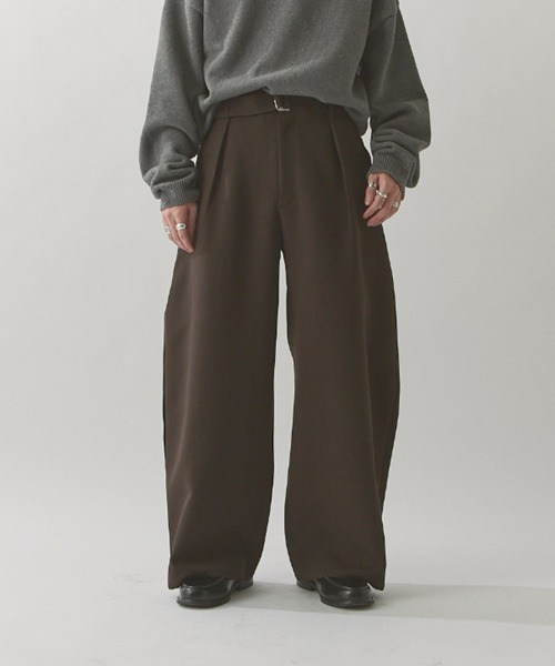 ベルテッドダブルクロスバルーンカーブスラックスパンツ（スラックス