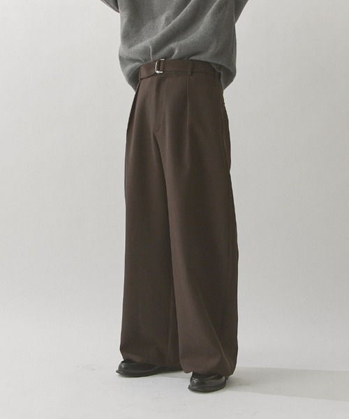 Evisen ブラウン ダブルプリーツ スラックス XL Evisen ブラウン ダブルプリーツ スラックス XL セール】TW