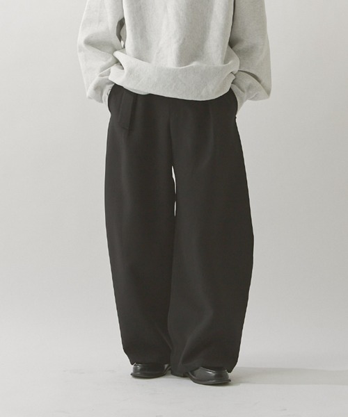 ベルテッドダブルクロスバルーンカーブスラックスパンツ（スラックス