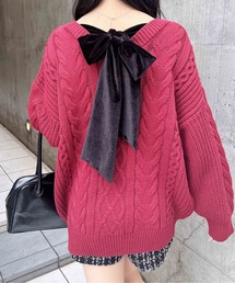 INGNI | バックベロアリボンケーブルチュニックニット(ニット/セーター)