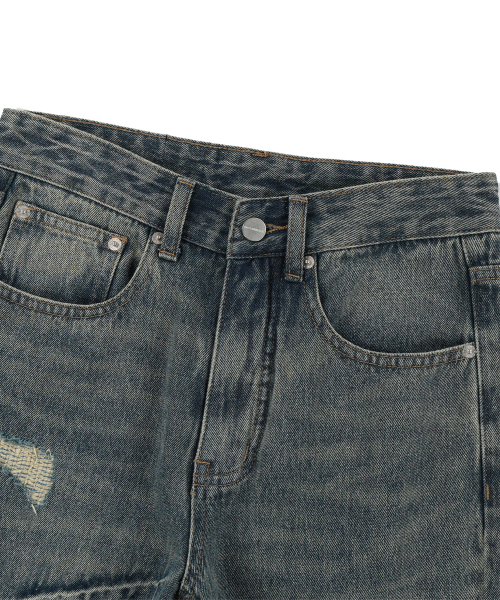 NOT4NERD（ノットフォーナード）の「Destroyed Sand Washed Semi Flare Fit Denim Pants - Deep Blue（デニムパンツ・レディース・その他・SMALL/MEDIUM/LARGE/X-LARGE）」の8枚目の写真