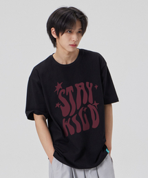 [ステイワイルド]コットンルーズフィット半袖Tシャツ_ブラック