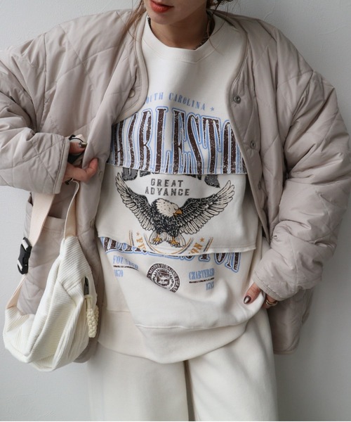 zena(ジェナ)の「★ZOZOTOWN店限定★裏起毛イーグルカレッジリメイクスウェット(スウェット・レディース・グレー/ブラウン系その他/ホワイト系その他・FREE)」の2枚目の写真