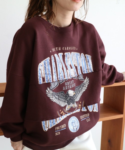 zena(ジェナ)の「★ZOZOTOWN店限定★裏起毛イーグルカレッジリメイクスウェット(スウェット・レディース・グレー/ブラウン系その他/ホワイト系その他・FREE)」の1枚目の写真