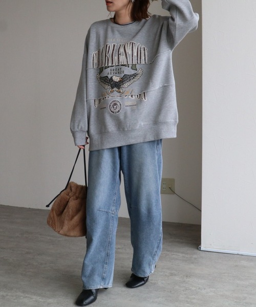 zena(ジェナ)の「★ZOZOTOWN店限定★裏起毛イーグルカレッジリメイクスウェット(スウェット・レディース・グレー/ブラウン系その他/ホワイト系その他・FREE)」の6枚目の写真