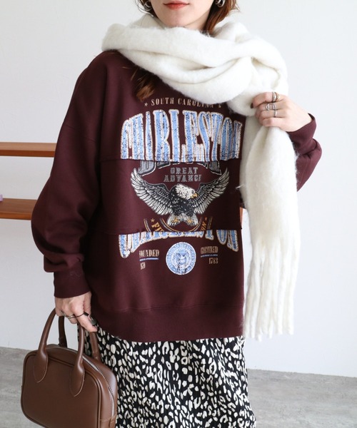 zena(ジェナ)の「★ZOZOTOWN店限定★裏起毛イーグルカレッジリメイクスウェット(スウェット・レディース・グレー/ブラウン系その他/ホワイト系その他・FREE)」の8枚目の写真
