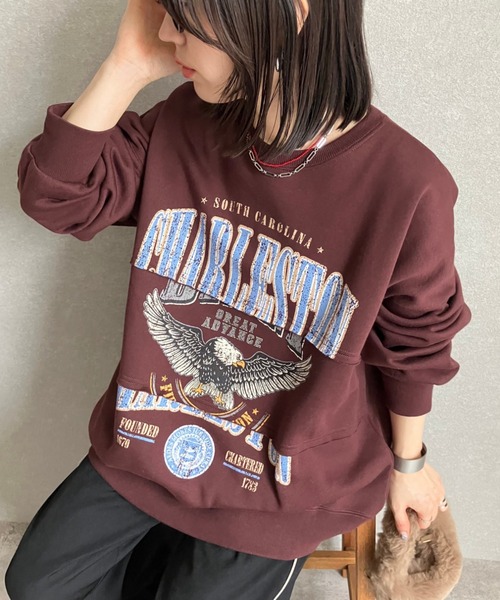 zena(ジェナ)の「★ZOZOTOWN店限定★裏起毛イーグルカレッジリメイクスウェット(スウェット・レディース・グレー/ブラウン系その他/ホワイト系その他・FREE)」の10枚目の写真