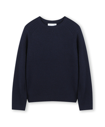 CASHMERE BLENDED SLIM FIT CREW NECK KNIT NAVY